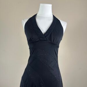 Byerwear Whimsigoth Sparkly Black Dark Fairy Asymetrical Y2K Halter Dress